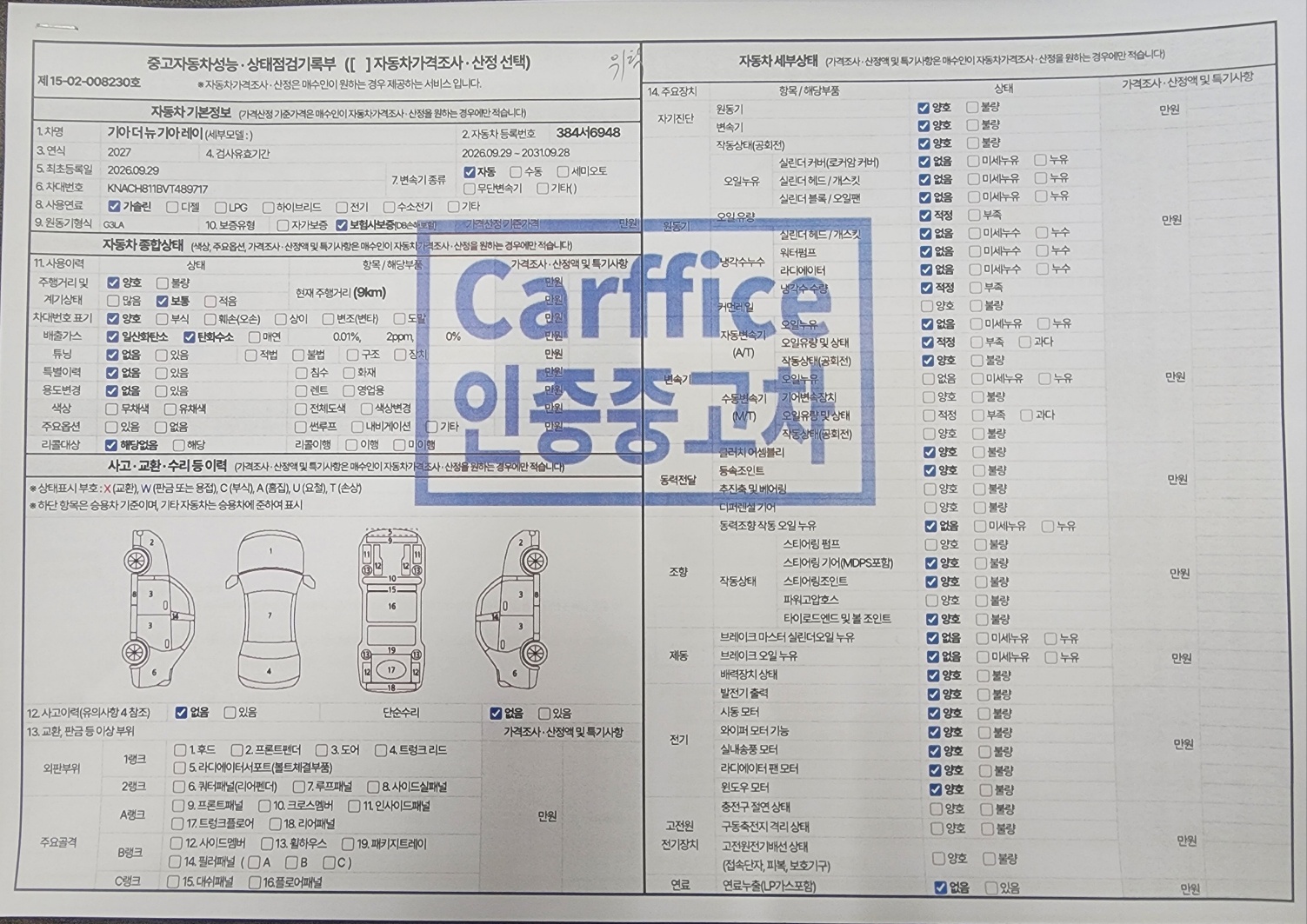 Kia RAY 2027 — inspection photo 1
