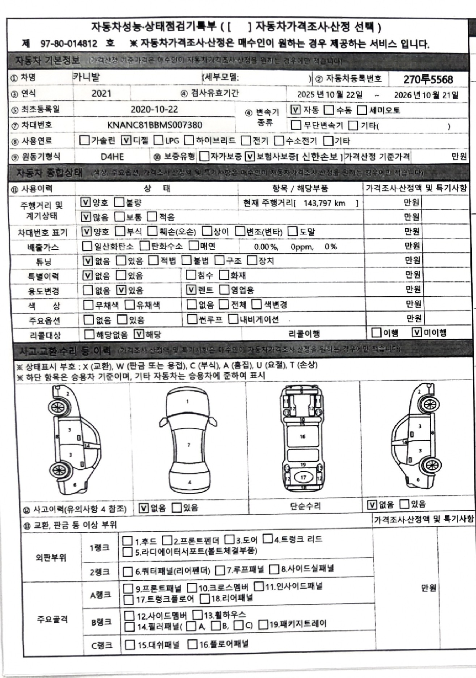 Kia Canival 2021 — inspection photo 1