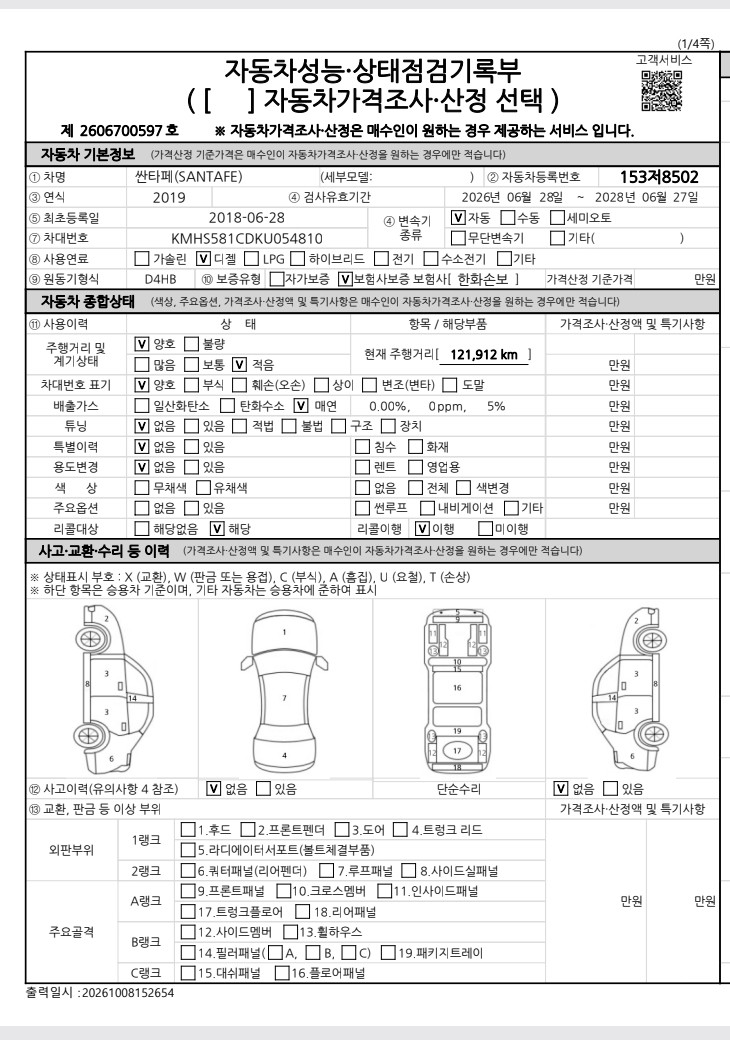 Hyundai Santafe 2019 — inspection photo 1