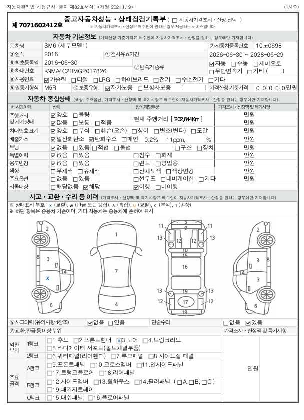 Renault Korea SM6 2016 — inspection photo 1