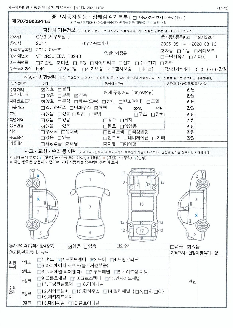 Renault Korea QM3 2014 — inspection photo 1