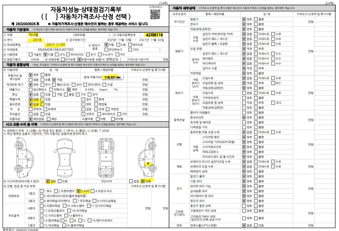 Kia Canival 2018 — inspection photo 1