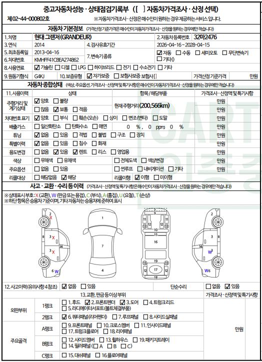 Hyundai Grandeur 2014 — inspection photo 1