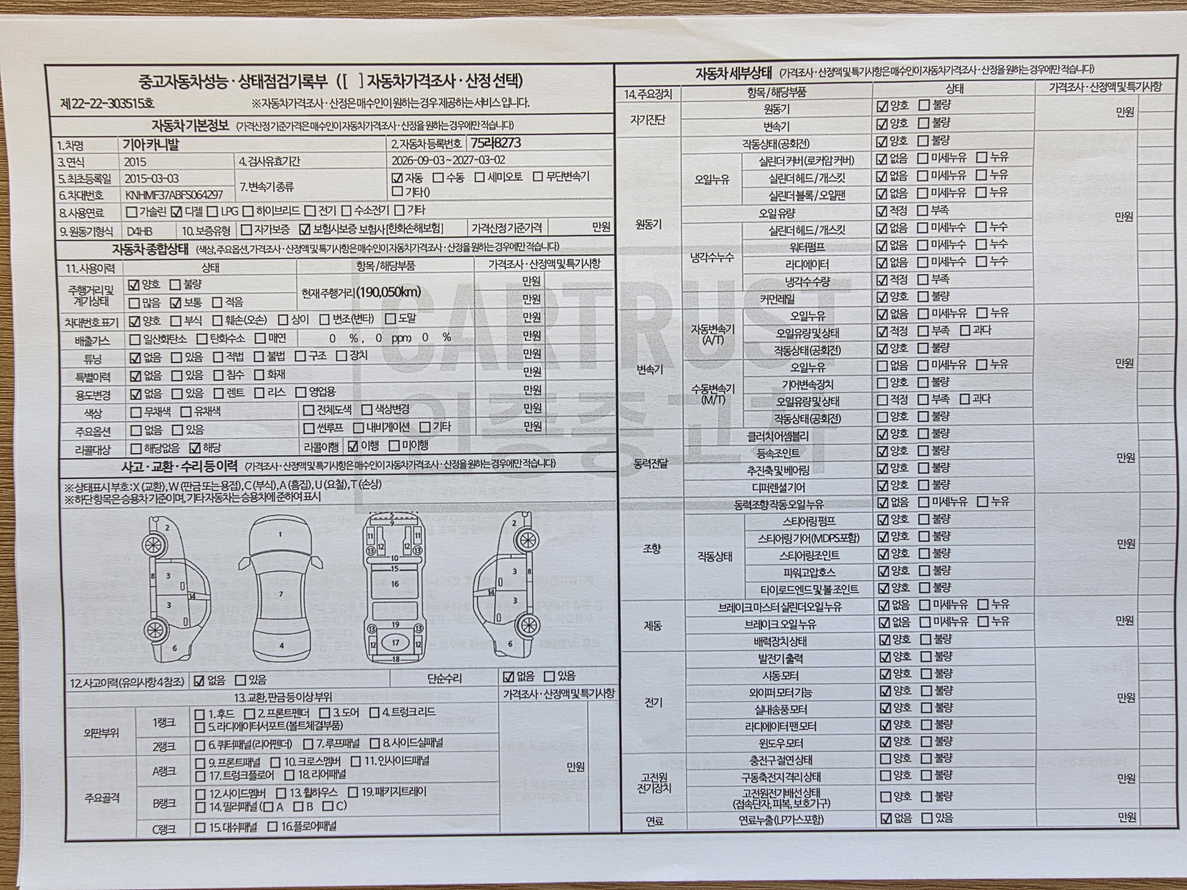 Kia Canival 2015 — inspection photo 1