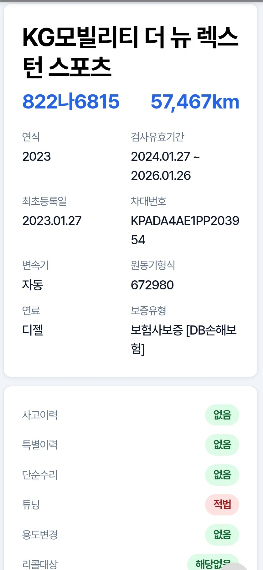 KG Mobility Rexton 2023 — inspection photo 1