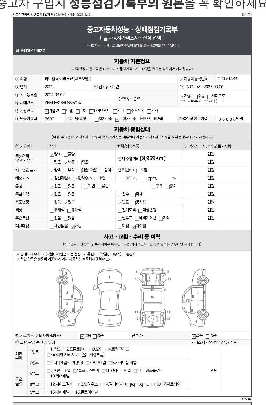 Kia Canival 2023 — inspection photo 1