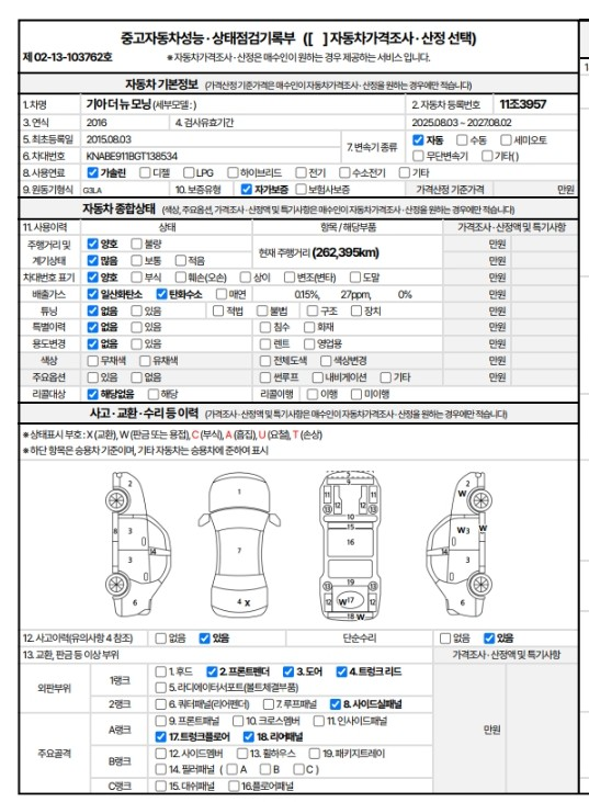 Kia morning 2016 — inspection photo 1