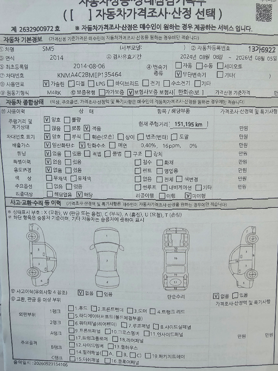 Renault Korea SM5  2014 — inspection photo 1