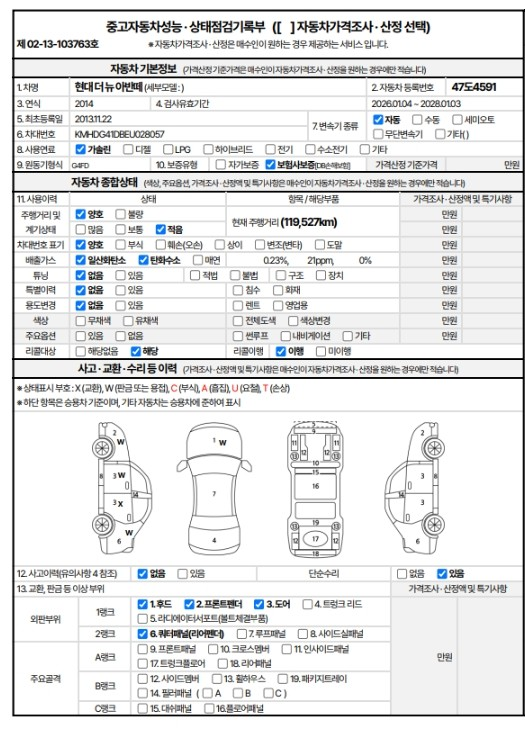Hyundai AVANTE 2014 — inspection photo 1