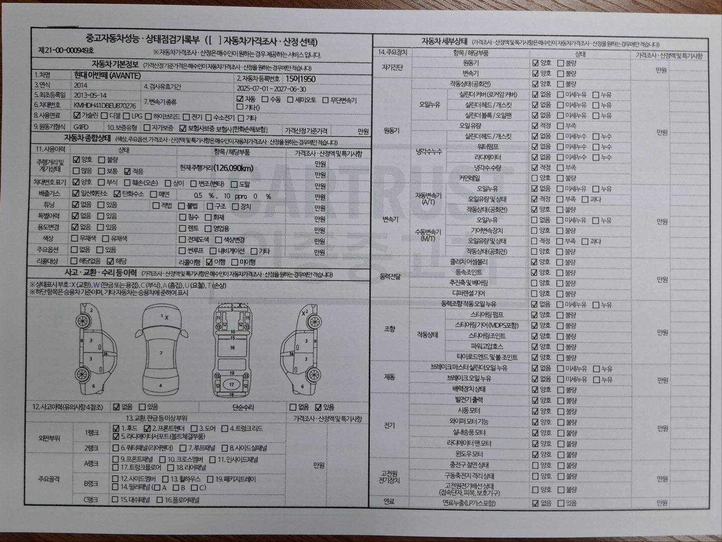Hyundai AVANTE 2014 — inspection photo 1