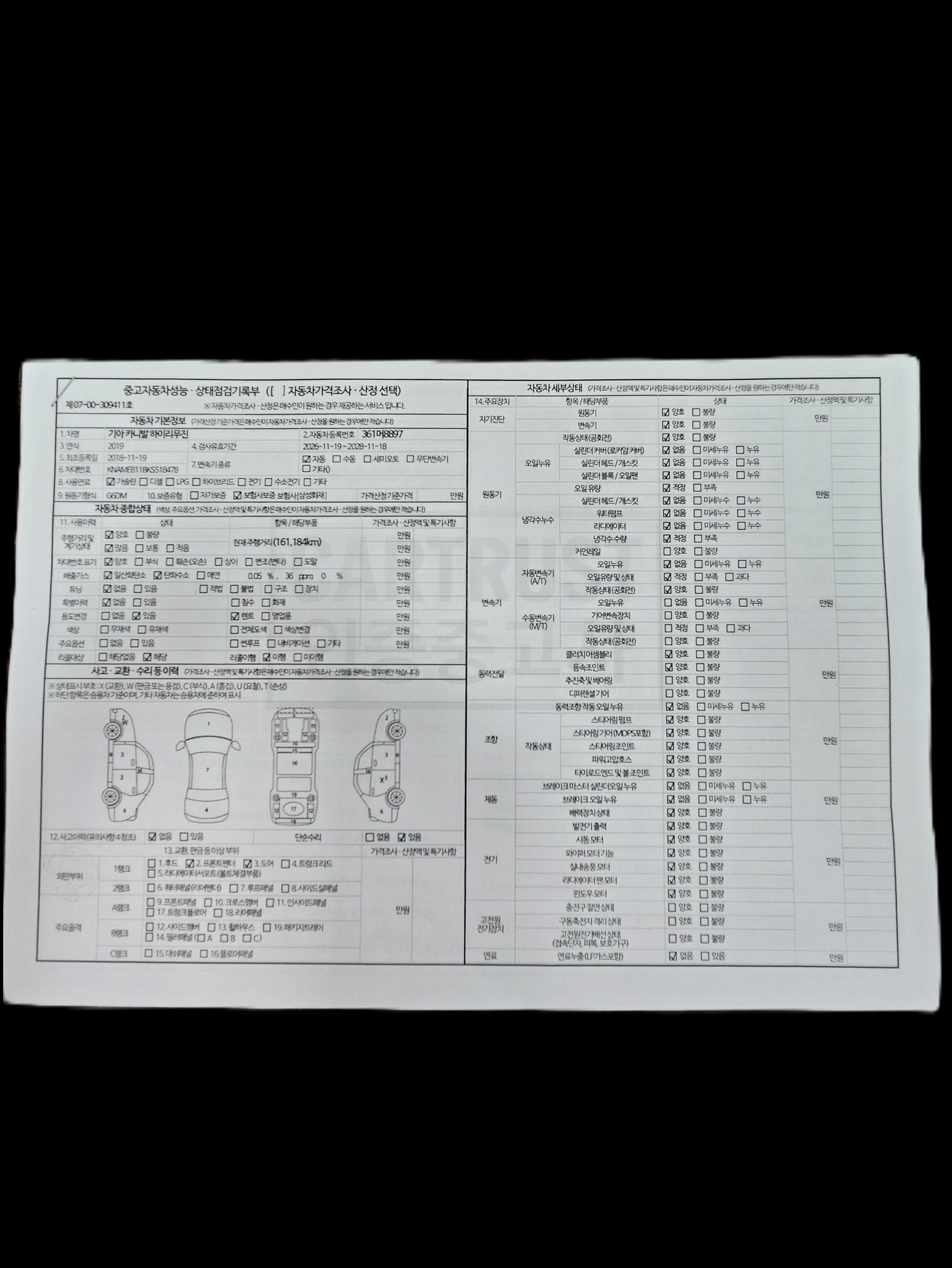 Kia Canival 2019 — inspection photo 1