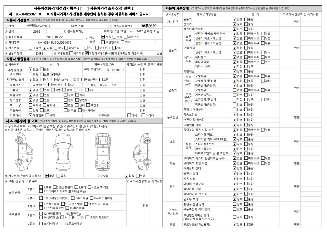 Hyundai AVANTE 2016 — inspection photo 1