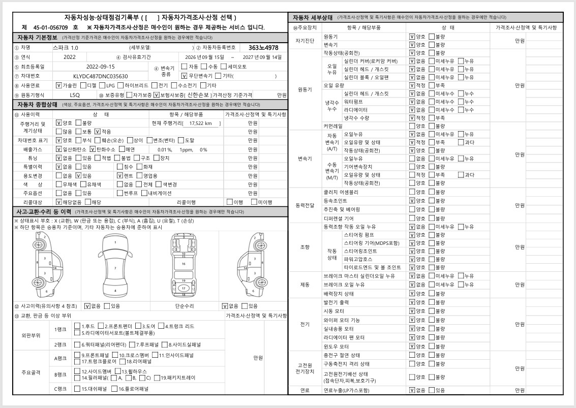 Chevrolet Korea Spark 2022 — inspection photo 1