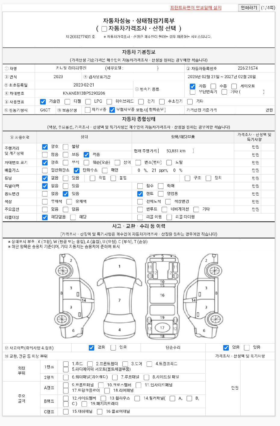 Kia Canival 2023 — inspection photo 1